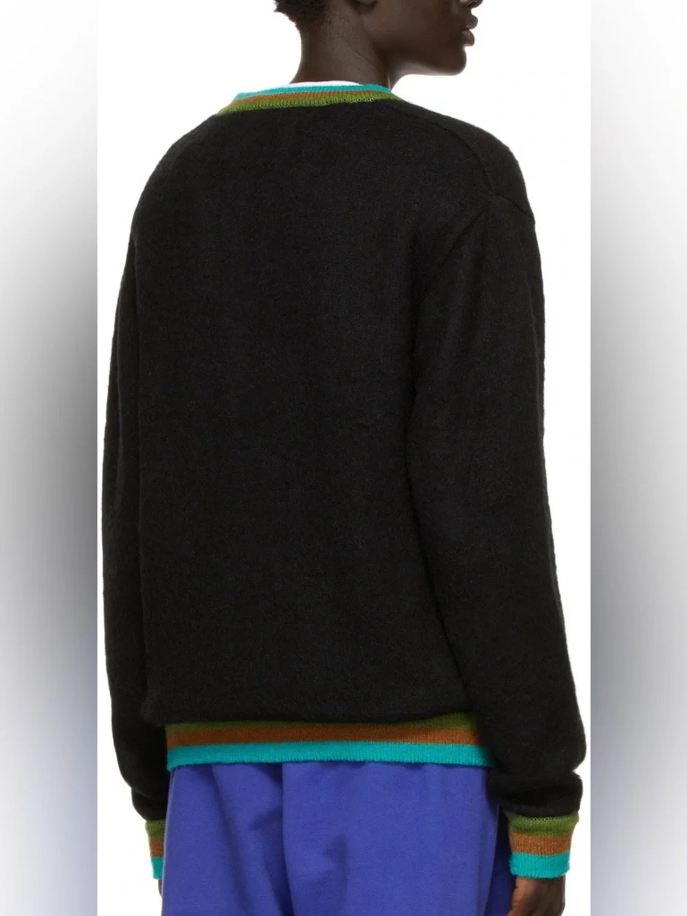 Awake NY Black Mohair Striped Cardigan Size M
